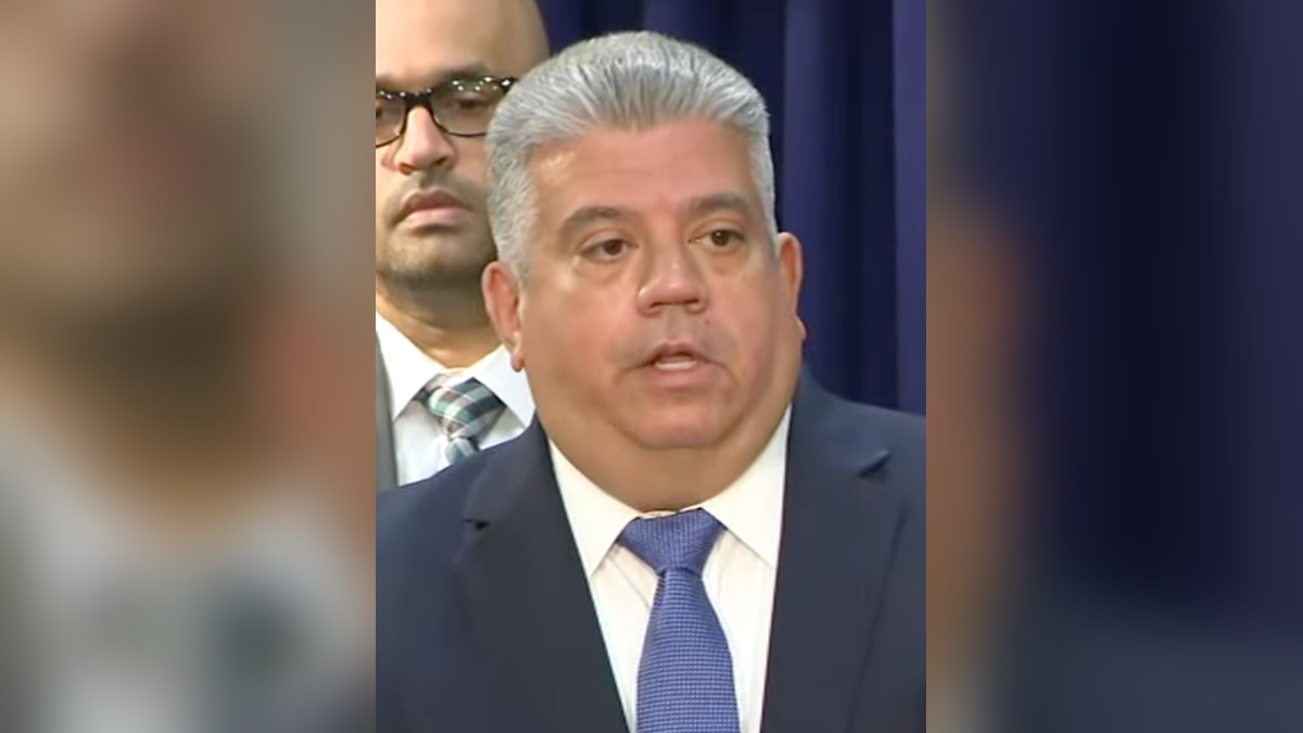 Brooklyn District Attorney Eric Gonzalez speaking at a news conference